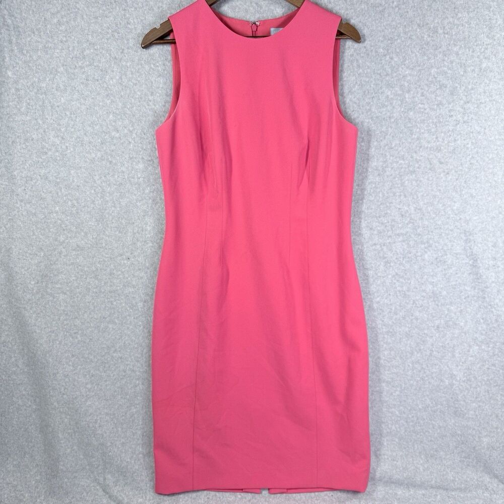 Antonio Melani Sheath Dress Womens 10 Pink Excellent Sleeveless Round Neck Zip